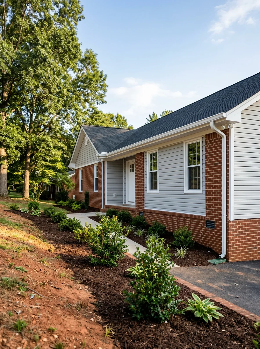 Clover homeowner and service professional reviewing completed work at a residential property.