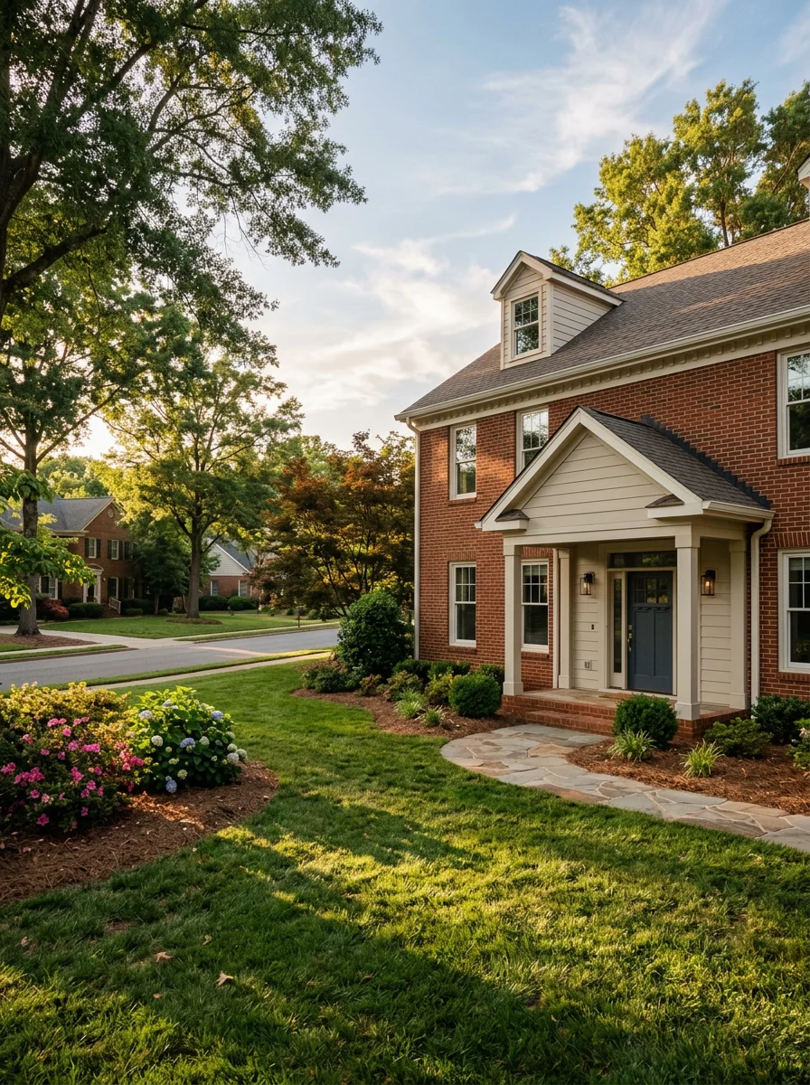 Waxhaw homeowner and service team member discussing a completed project at a residential property.